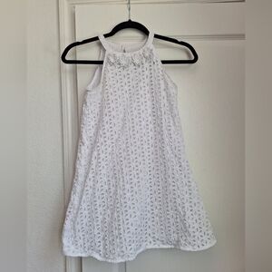 Lilly Pulitzer Girls Mini Pearl Resort Dress White Oval Petal Eyelet- Size 12
